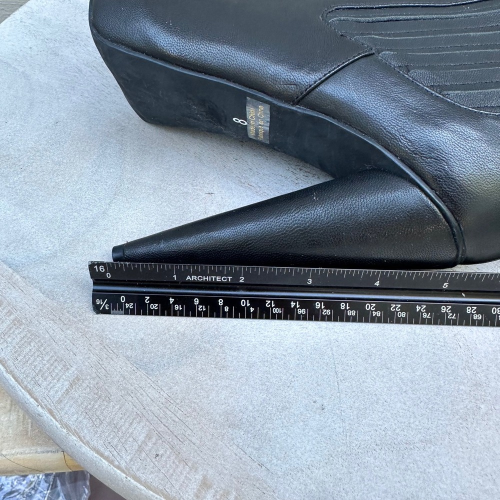 Jeffrey Campbell Black Leather Pointed Toe Cone Heel Ankle Boots Womens 8 - Picture 4 of 15